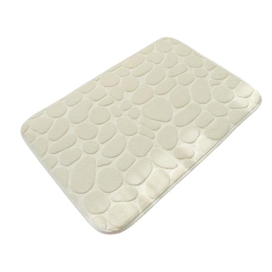 Coral Velvet Floor Mat, with Pebble Pattern Bathroom Carpet, Absorbent Non-Slip Door Mat for Bathroom Entryway Kitchen