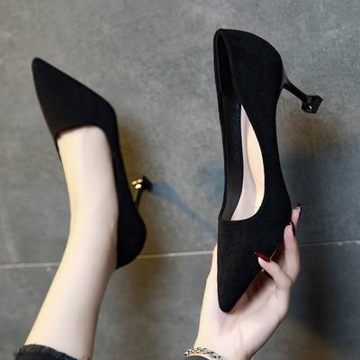 2026 Autumn New Black Shoes Pointed High Heels Women's Stiletto Design Sense Niche Design Single Shoes
