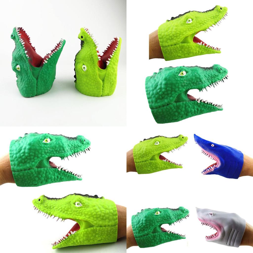 Realistic Crocodile Hand Puppet Tpr Soft Rubber Shark Glove Role Playing Prop Ocean Animal Hand Puppet Interactive Toy Characters)