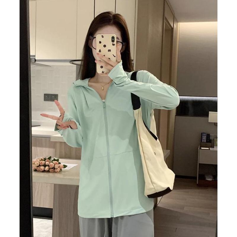 Women's Summer Ice Silk Sun Protection Jacket UPF50 Lightweight Anti-UV Hooded Coat