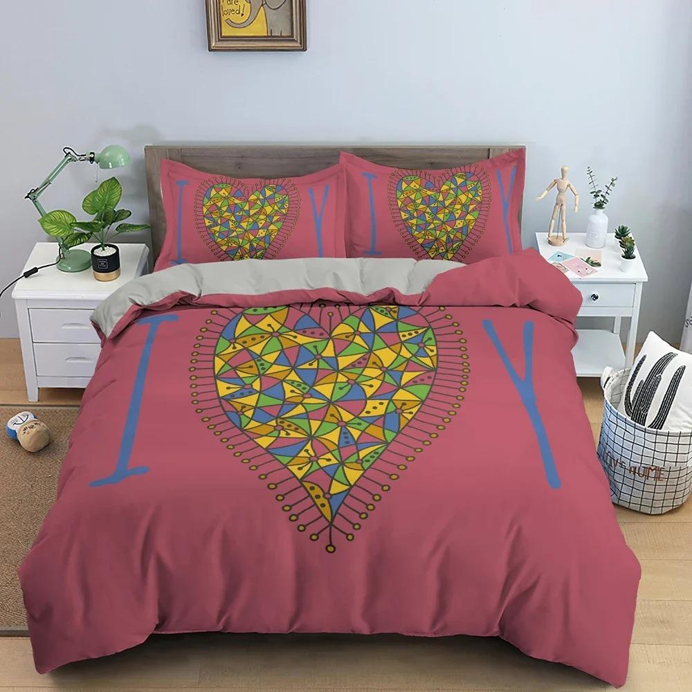 

Three-Dimensional Polygonal Heart Bed Ensemble Abstract Style Bedspread Cover Package For Valentine s Day Present King Size Queen Size Twin Size Size EU Single 135x200cm