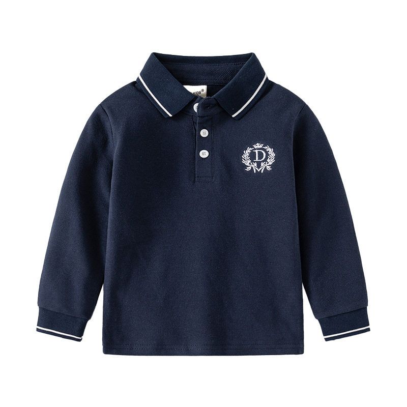 Spring and Autumn T-shirt Long Sleeve Letters Children's Polo Shirt