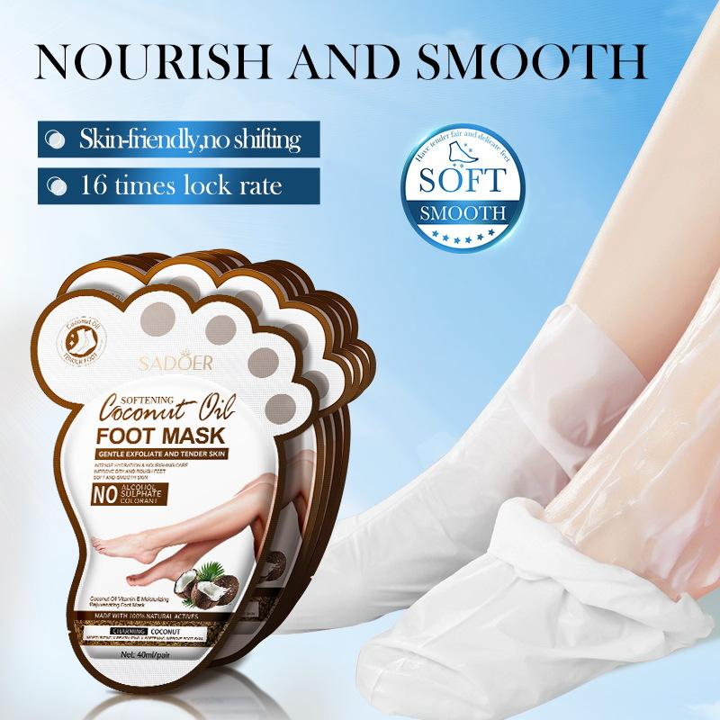 SADOER Coconut Foot Mask Moisturizing Whitening Foot Peeling Mask Anti-aging Exfoliating Feet Pedicure Exfoliant Feet Skin Care