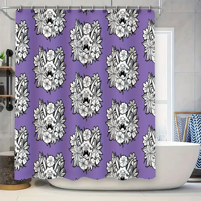 

Floral Skull Shower Curtain Gothic Dark Art Bathroom Decor Halloween Spooky Home Decor Vintage Tapestry Wall Hanging Room Divide W60H190(CM)-1 Pcs