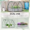 Raised Garden Bed with Greenhouse, Steel Planter Box with Plastic Cover, Roll Up Window, Dual Use for Flowers, Vegetables, Fruits and Herbs