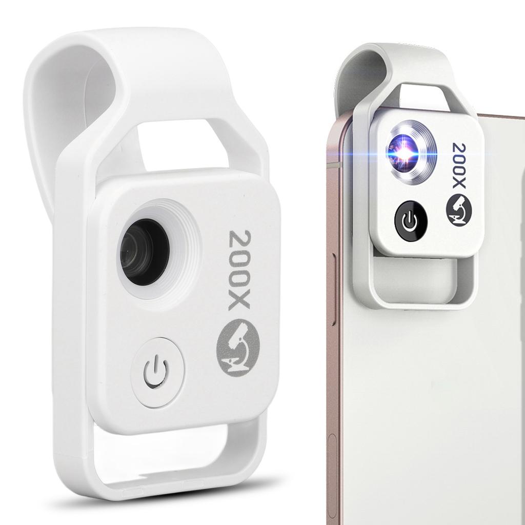 200X Phone   ket Microscope Clip Design Phone Microscope with LED Light CPL for Jadestone Metal
