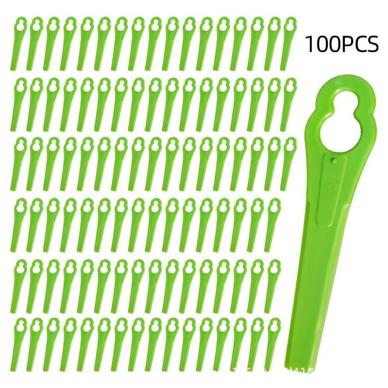 100Pcs Plastic Cutter Blades For Electric Cordless Grass Trimmer Strimmer Tool Grass Trimmer Blades Replacement Garden Tool