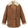 Sancai 100% Wool Faux Suede Biker Fur Coat
