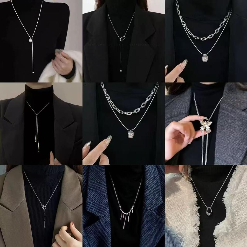 Tide Stacked Butterfly Necklace Female Niche Design Sense Versatile Personality Internet Celebrity Hip Hop Collarbone Chain Neck Chain
