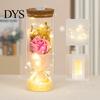 Eternal Rose With Warm Light Illumination Preserved Flower Glass Wishing Bottle Soap with LED Romantic Gift for Lover Friends