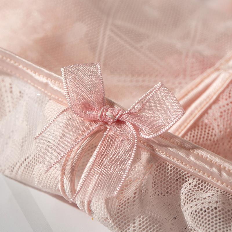 Low Waisted Sexy Lace Underwear Women's Embroidery Transparent Thin Hollow Mesh Tempting Panties
