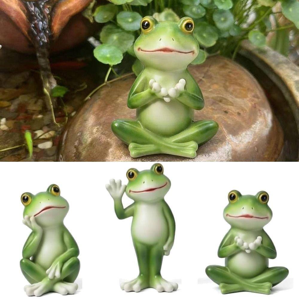 Cute Style Cartoon Frog Figurine Creative Craft Frog Garden Decor  Courtyard Gardening