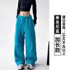 Women Fleece Lined Wide Leg Pants 2026 Winter Thick Loose Casual Straight Trousers