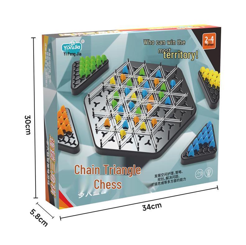 Geometric Triangle Chess: Family Strategy Tabletop Game with Rubber Bands