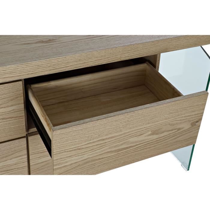 Buffet - Verre Bois MDF - 160 x 45 x 80 cm - Blanc - Hauteur 80 cm