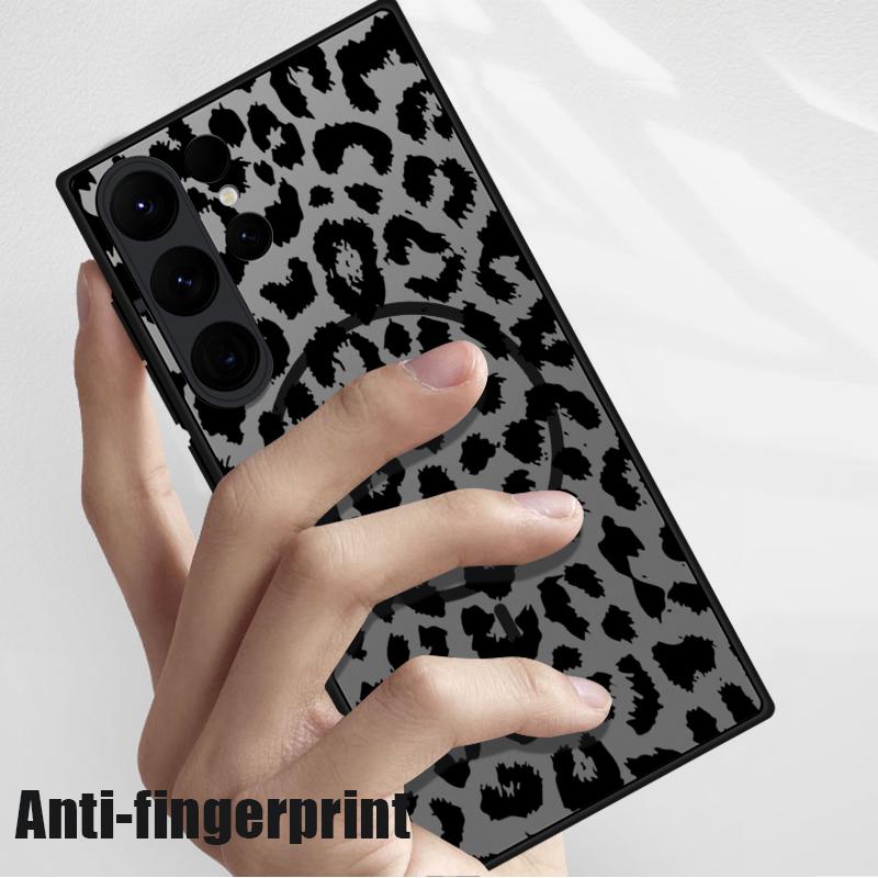 Magnetic Luxury Leopard Print Case For Samsung Galaxy S25 S24 S23 Ultra S22 Plus S21 S20 S24 FE For Magsafe Matte PC Phone Cover