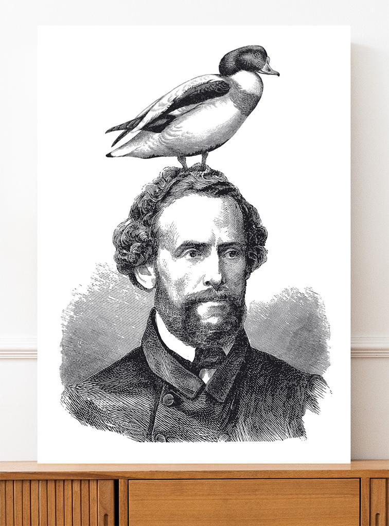 Portrait Poster with a Bird On the Head