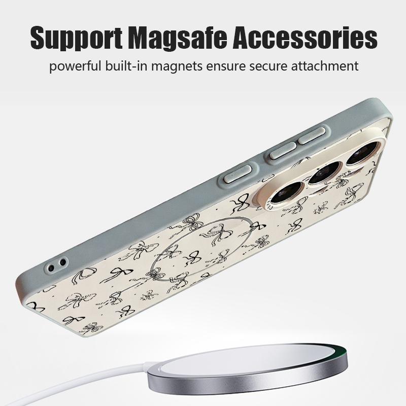 Bowknots Print Phone Case For Samsung S26 Ultra S25 Edge S24 Plus S23 FE A15 A16 A17 A35 A36 A37 A54 A55 A56 A57 5G Hybrid TPU+PC Magnetic Matte Cover