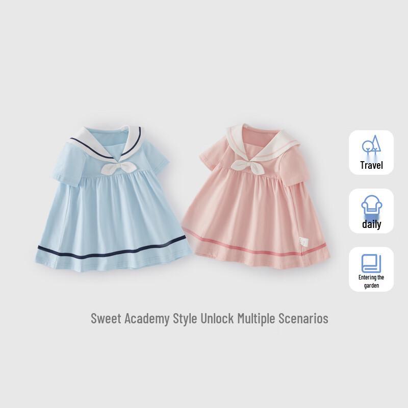 JELLYBABY Kids Summer Academy Style Bowknot Dress