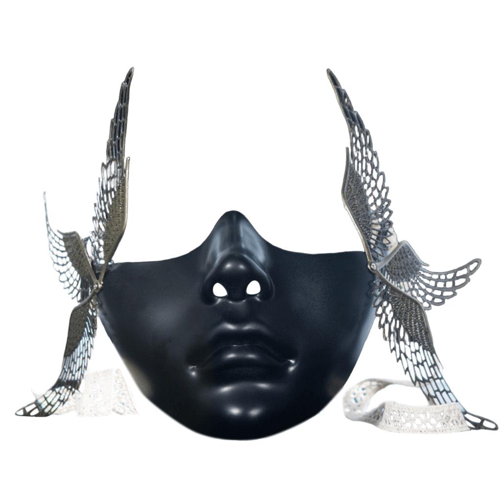 Halloween Mask with Wing Half Face Mask Mechanical Mask For Women Men Halloween Masquerade Halloween Cosplay Accessories