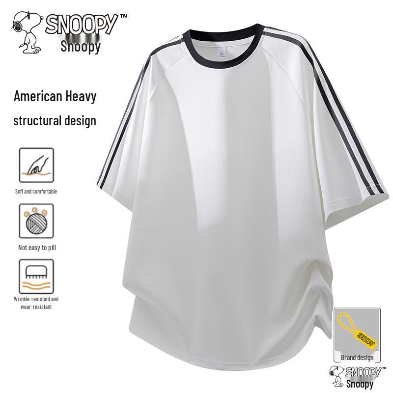 SNOOPY Men s Loose Fit Crew Neck Short Sleeve T-Shirt 2XL белый