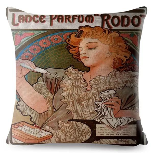 Art Nouveau Mucha Gallery Husa Perna Bej Fata de Perna Canapea Auto Decor
