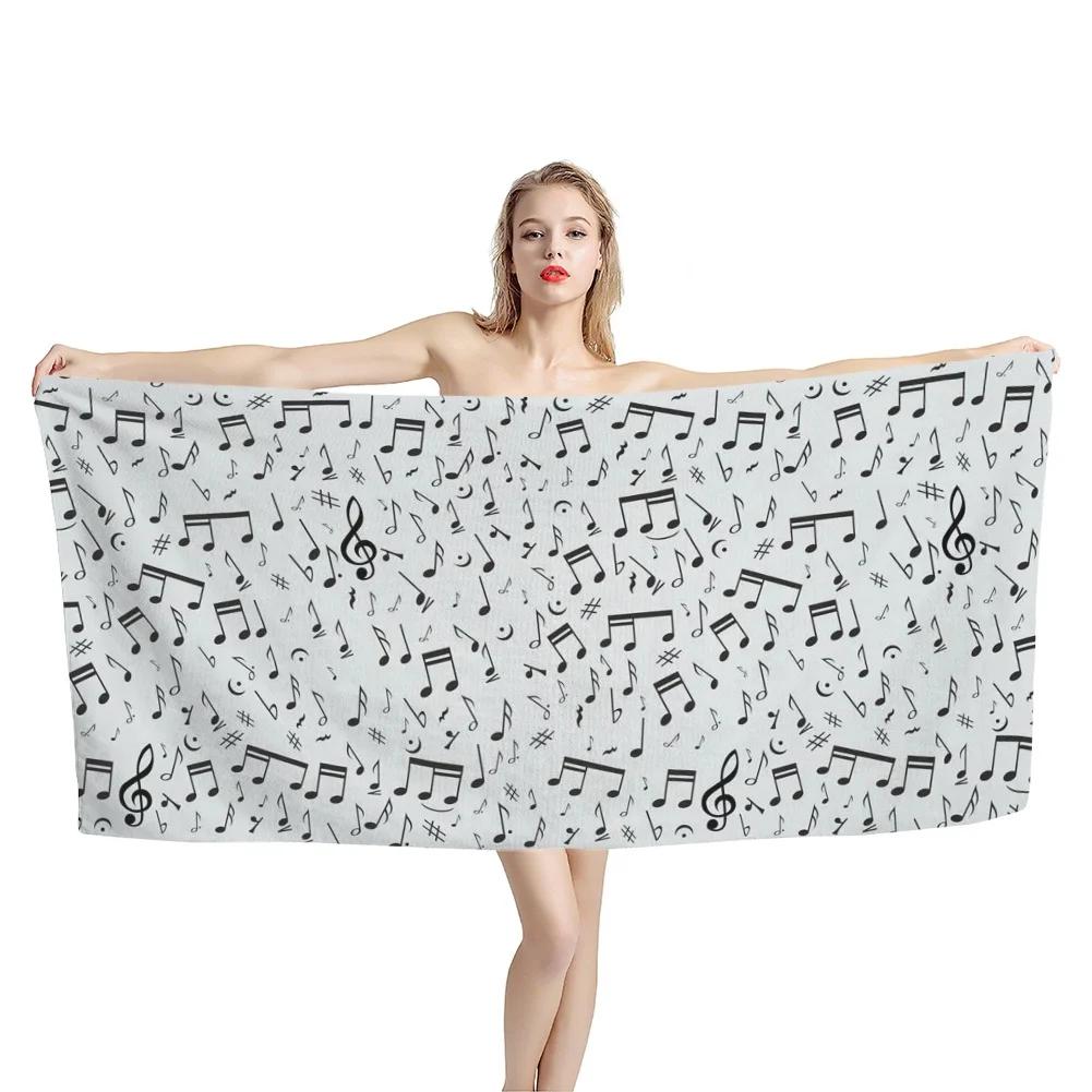 Melodic Piano Bath Towel - Musical Notes Design, Soft Absorbent, Perfect for Music Lovers, Adds Harmony To Your Beach Days