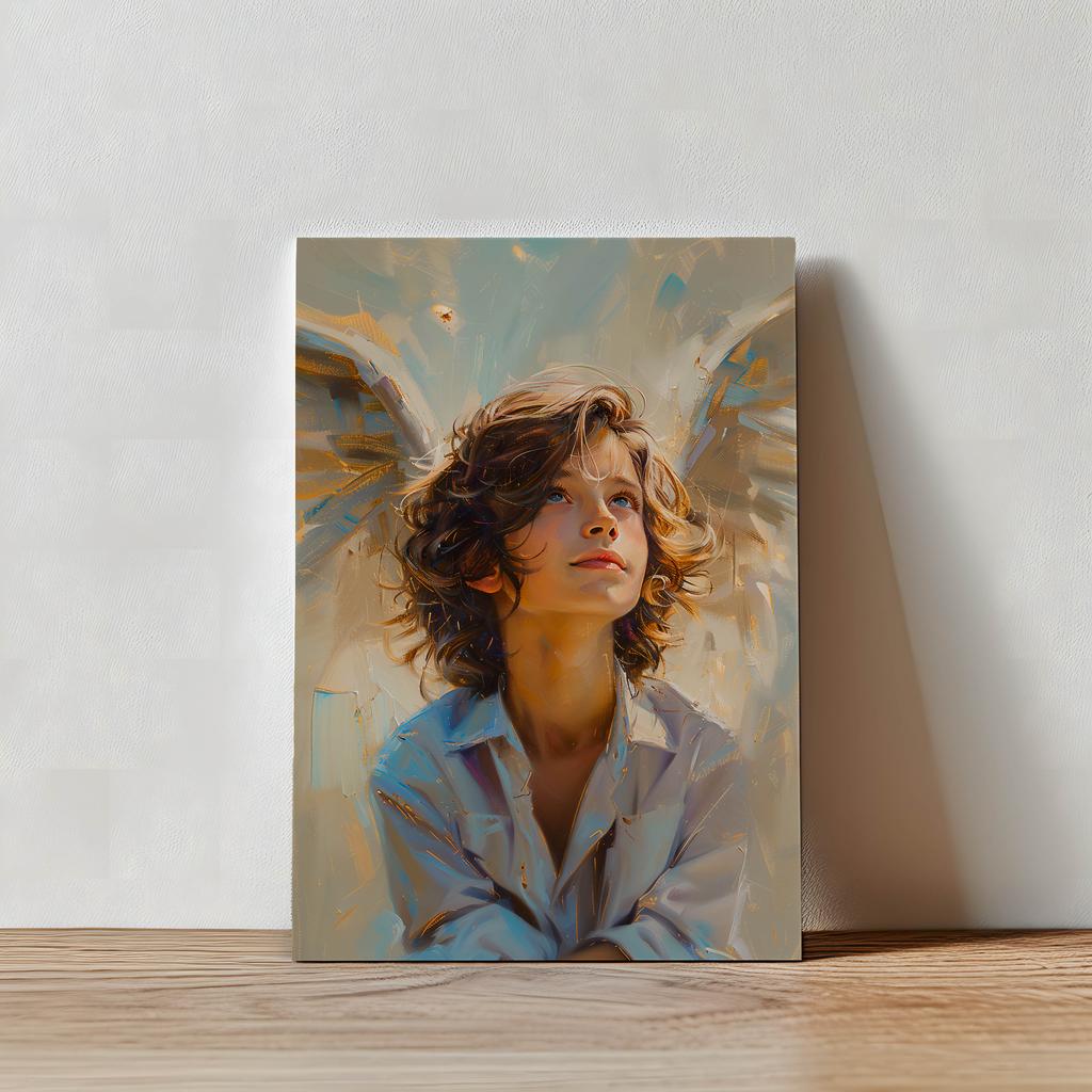 Plakat Niebiański Chłopiec Plakat Niebiański Chłopiec, 30X40 Cm, Rama Drewniana Ciemny Brąz, Papier Matowy 230 Gsm