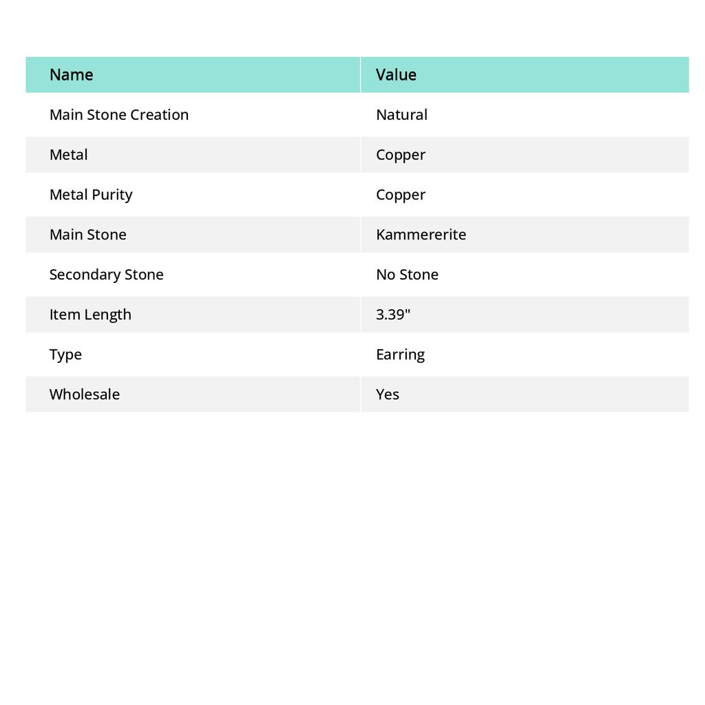 Natural Kammererite Gemstone Copper Wire Wrap Jewelry Earring 3.39" r4T70