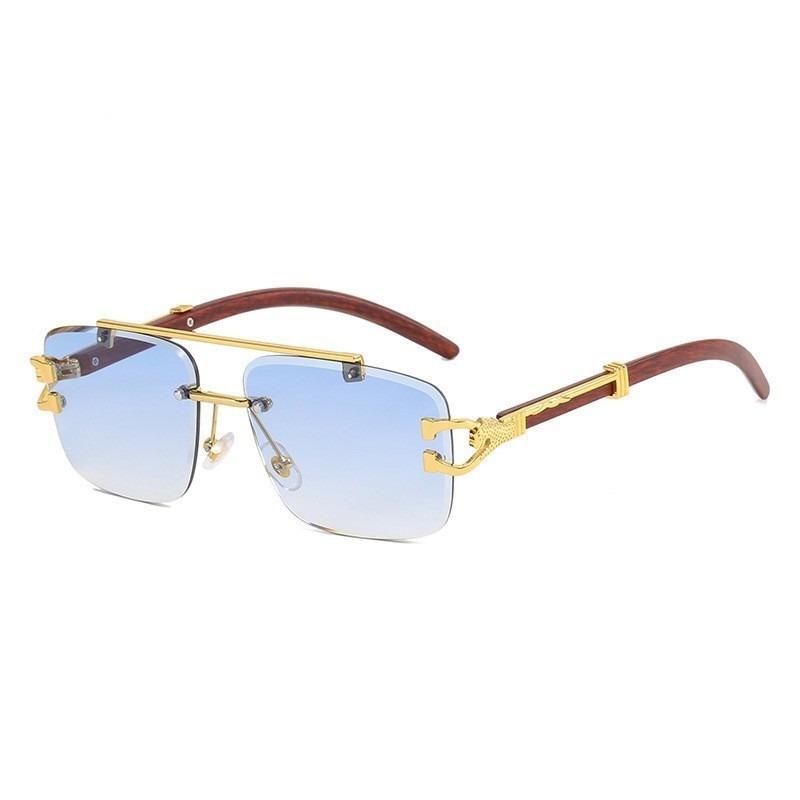 Fashion Retro Rimless Sunglasses Luxury Leopard Head Sunglasses Street Po Sunglasses