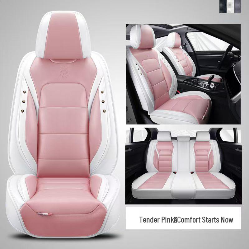 Universal Cartoon Car Seat Cushion - Four Seasons, Wear-Resistant, Dirt-Resistant, Full Surround, Leather Cover for Five-Seaters