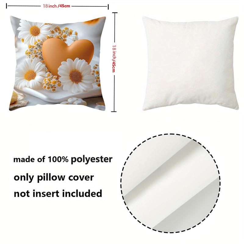 Floral Heart Cushions 2D Printed for Home Decor Polyester pillowcase, sofa decorative cushion cov Headboard Pillow