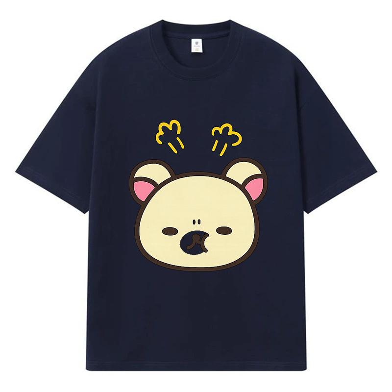 2026 Bear Head Printed Graphic Y2k Harajuku Streetwear 100% Cotton T Shirt Casual Oversized Summer Men T-shirt