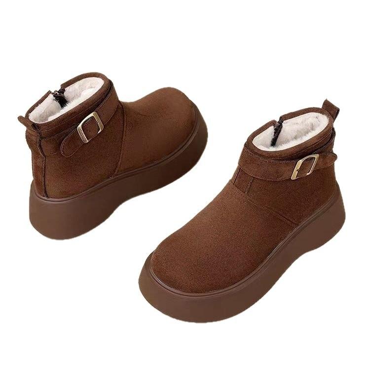 New thick-soled snow boots winter retro thickened warm Martin boots heightened and thin short boots
