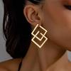 DGIDDK  Fashion Simple Irregular Earrings Female Stainless Steel Earrings Jewelry Trend New Geometric Square Stacked Earrings