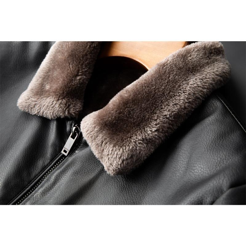Thickened Fleece Leather Jacket Leather Men's Leather Jacket Autumn and Winter Locomotive Clothing Casual Loose Lapel Jacket Men