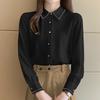 Herbst Neues Satinhemd Damen Langarm Design Kontrasthemd