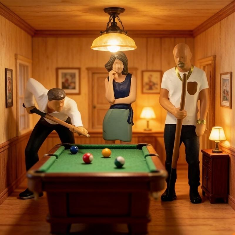 1:64 Scale Miniature Billiard Player And Lady Resin Figurine For Home Decors And Collectibles Railway Layouts Decors