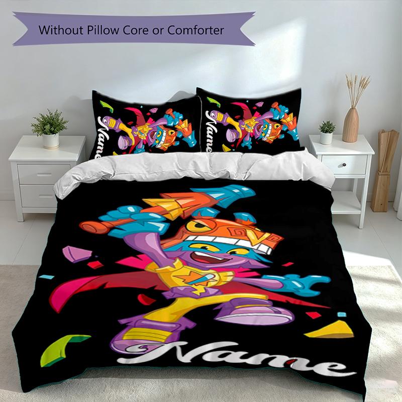 3pcs Custom Name SuperZings Bedding Set,Includes 1 Duvet Cover and 2 Pillowcases,All-season Bedroom Decor