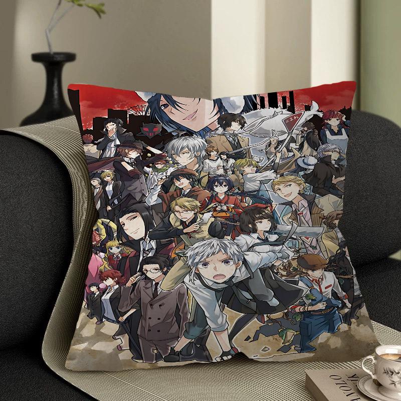 B-Bungo Stray Dogs Anime Kissen Anime Kissen Sofa Bett Kopfkissenbezug Kissenbezug 45x45 Cm Mode