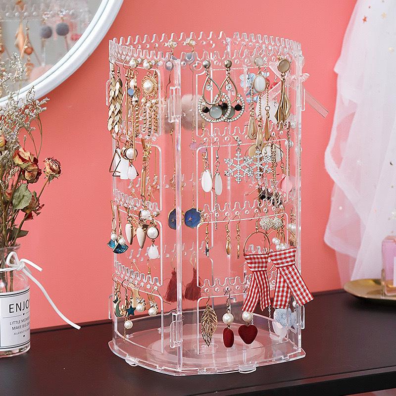 

360° Rotating Multi-Layer Clear Jewelry and Cosmetic Organizer Stand прозорий