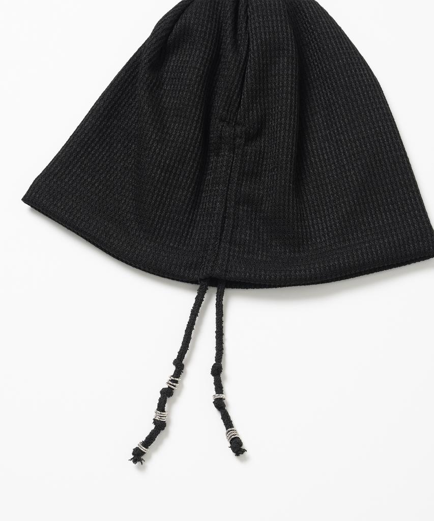 MILLO WOMEN Waffle String Beanie [Black]