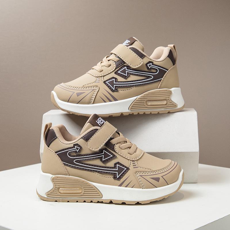 Boys and Girls Leather Sneakers 2025 Autumn New Soft Sole Lightweight Non-slip Fashion Medium and Older Children's Versatile Casual Shoes