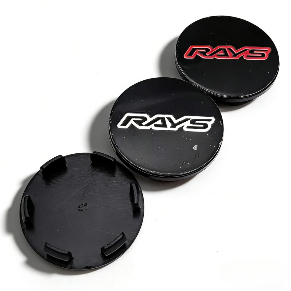 4pcs Rays Logo Emblem Badge Car Wheel Center Caps 51MM Clips 46MM Wheels Hub Cap Rim Hubcaps Dust Cover Replace Car Accessories