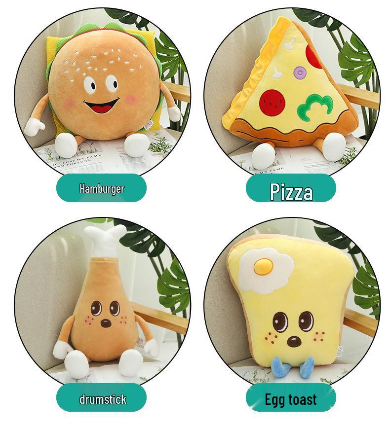 Creative Food Plush Toy: Burger, Fries, Popcorn, Chicken Leg, Pizza - Cute Sleeping Hug Pillow Doll