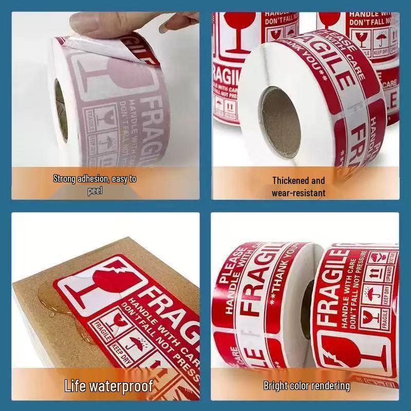 Caution: Fragile Handle with Care Stickers - English & Chinese, 90x50mm, Glass Transport Warning, Do Not Crush