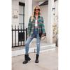 Spring and Autumn Women's New Casual Fashion Loose Plaid Pocket Shirt Jacket