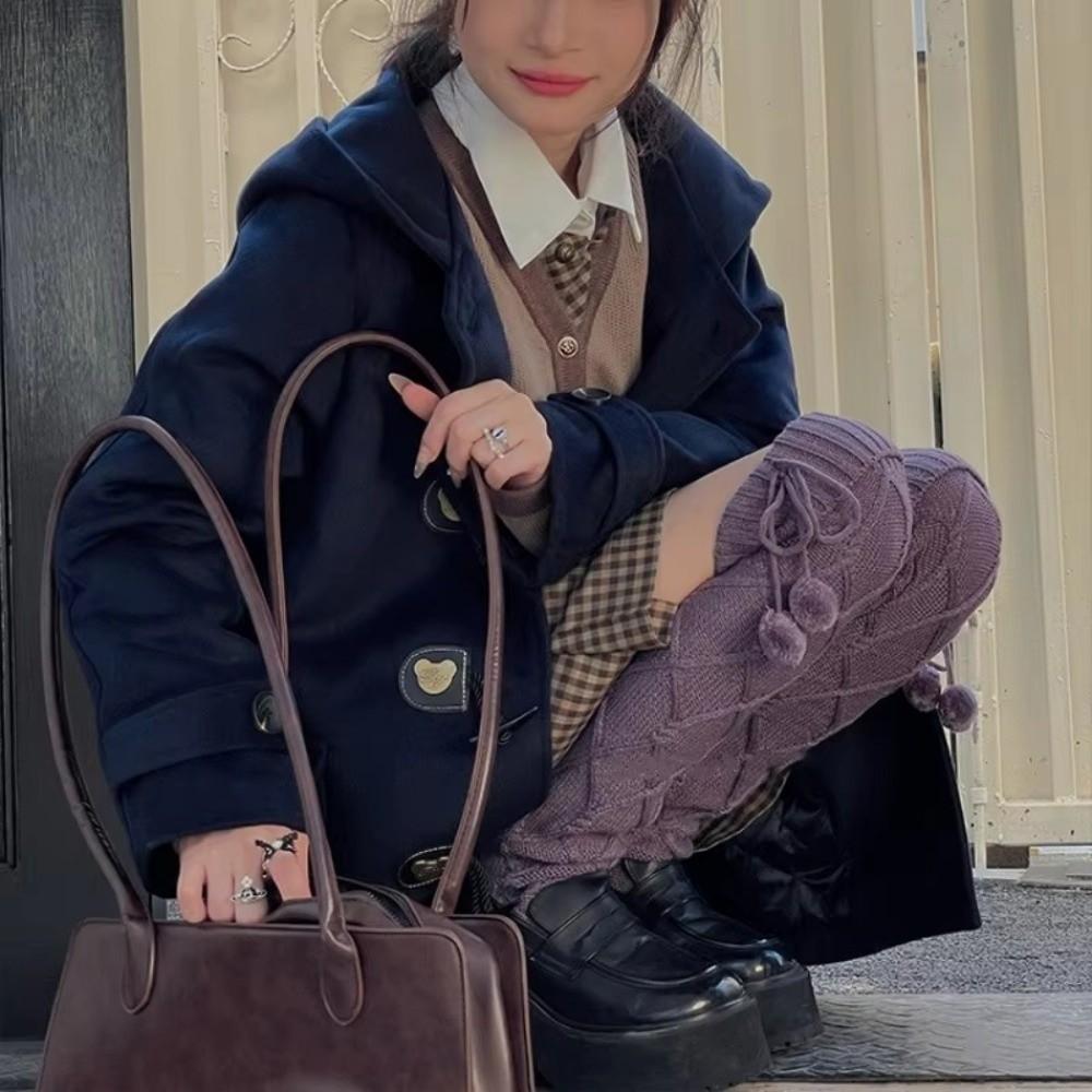 1 Paar gestrickte Beinwärmer 60cm lang Bodensocken Lolita-Stil Plüschsocken Winter für Damen