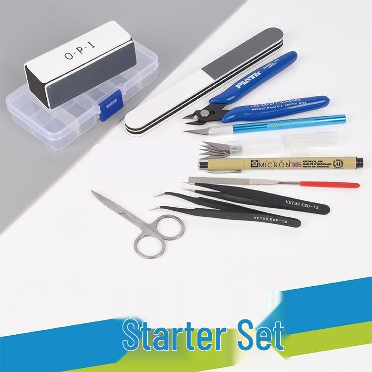 Gundam Modellmonteringsverktygssats: Avbitare, Hobbykniv, Pincetter, Elektrisk polermaskin