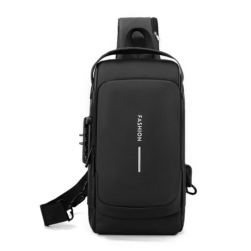 

Men s new fashion trend simple business trip commuter bag daily versatile contrasting color design breast bag чорний